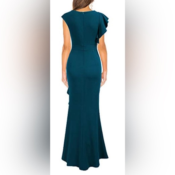 Woosea Bodycon Mermaid Evening Long Dress, Dark Green, side slit, size medium - Picture 2 of 13